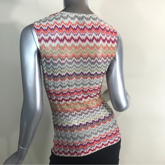 Ann Taylor Women’s XSP Sleeveless Fitted Blouse Geometric Knit Top Colorful - Picture 8 of 16